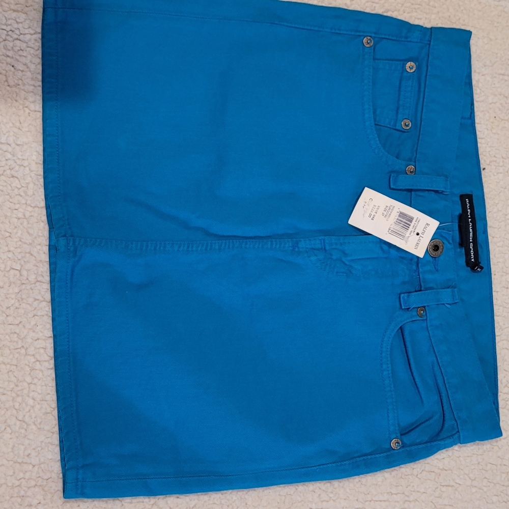 Ralph Lauren Bright Blue Cotton-Blend Jean Shorts